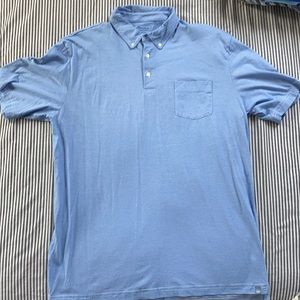 Peter Millar Blue Pinstripe Polo a/ Pocket Large